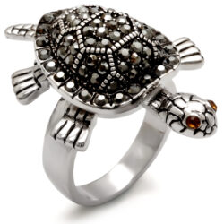 0W285 - Rhodium Brass Ring with Top Grade Crystal  in Multi Color