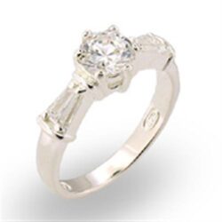 30125 - High-Polished 925 Sterling Silver Ring with AAA Grade CZ  in Clear