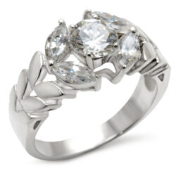 30326 - Matte Rhodium & Rhodium 925 Sterling Silver Ring with AAA Grade CZ  in Clear