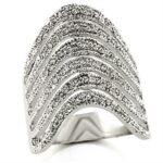 03124 - Rhodium Brass Ring with Top Grade Crystal  in Clear