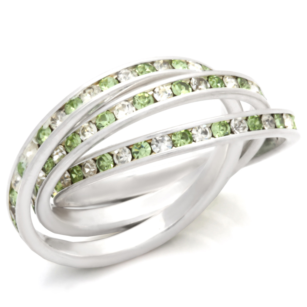 35108 - High-Polished 925 Sterling Silver Ring with Top Grade Crystal  in Peridot