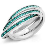 35117 - High-Polished 925 Sterling Silver Ring with Top Grade Crystal  in Emerald