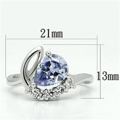 3W030 - Rhodium Brass Ring with AAA Grade CZ  in Light Amethyst