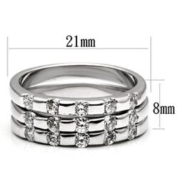 3W038 - Rhodium Brass Ring with AAA Grade CZ  in Clear