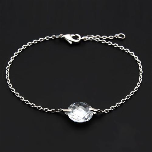 3W066 - Rhodium Brass Bracelet with AAA Grade CZ  in Clear