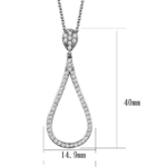 3W1019 - Rhodium Brass Chain Pendant with AAA Grade CZ  in Clear