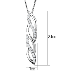 3W1020 - Rhodium Brass Chain Pendant with AAA Grade CZ  in Clear