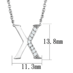 3W1030 - Rhodium Brass Chain Pendant with AAA Grade CZ  in Clear