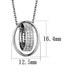 3W1032 - Rhodium Brass Chain Pendant with AAA Grade CZ  in Clear