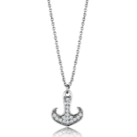 3W1035 - Rhodium Brass Chain Pendant with AAA Grade CZ  in Clear