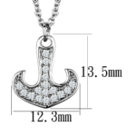 3W1035 - Rhodium Brass Chain Pendant with AAA Grade CZ  in Clear