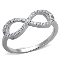 3W1068 - Rhodium Brass Ring with AAA Grade CZ  in Clear