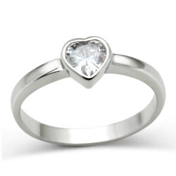 3W107 - Rhodium Brass Ring with AAA Grade CZ  in Clear