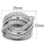 3W1081 - Rhodium Brass Ring with AAA Grade CZ  in Clear