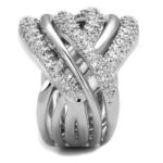 3W1081 - Rhodium Brass Ring with AAA Grade CZ  in Clear