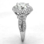 3W1087 - Rhodium Brass Ring with AAA Grade CZ  in Clear