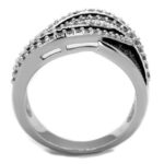 3W1090 - Rhodium + Ruthenium Brass Ring with AAA Grade CZ  in Black Diamond