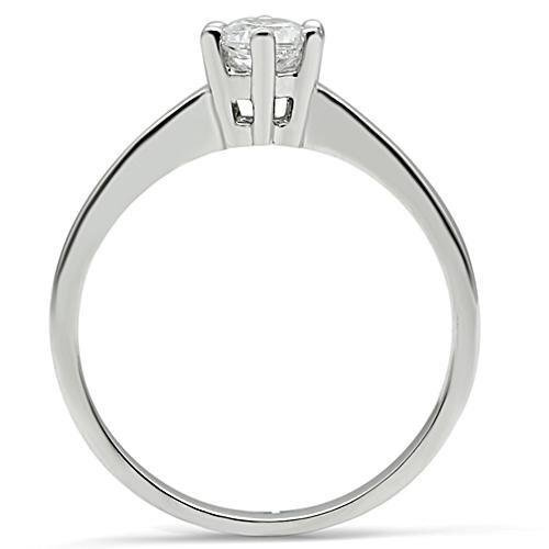 3W109 - Rhodium Brass Ring with AAA Grade CZ  in Clear