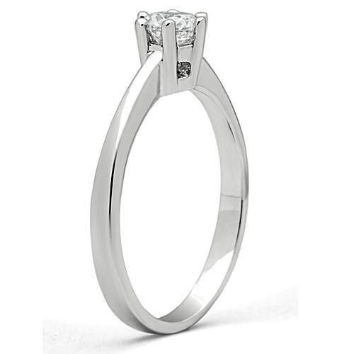 3W109 - Rhodium Brass Ring with AAA Grade CZ  in Clear