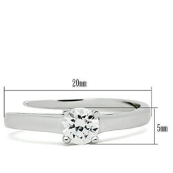 3W112 - Rhodium Brass Ring with AAA Grade CZ  in Clear