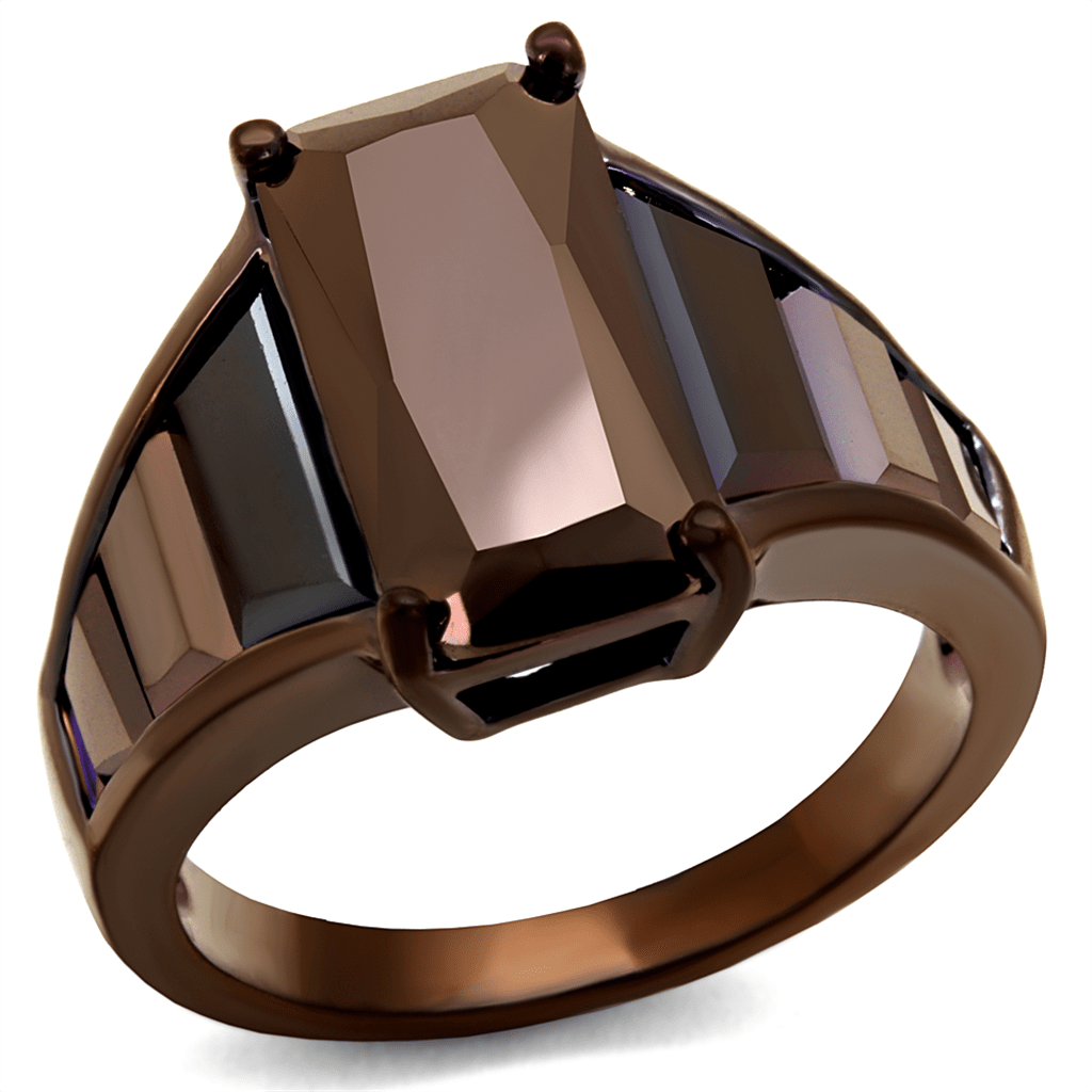 3W1184 - IP Coffee light Brass Ring with AAA Grade CZ  in Light Coffee