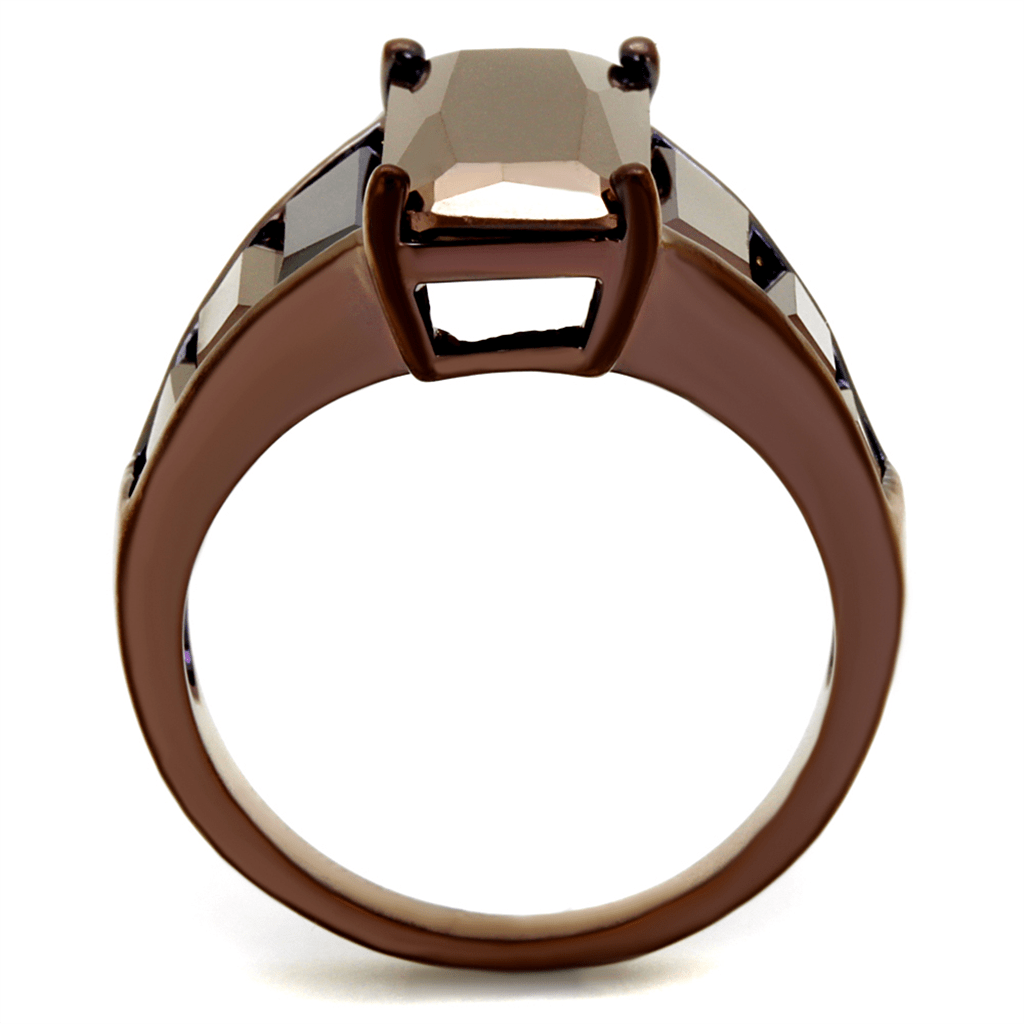 3W1184 - IP Coffee light Brass Ring with AAA Grade CZ  in Light Coffee