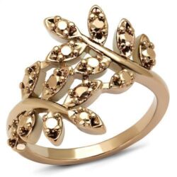 3W1194 - IP Rose Gold(Ion Plating) Brass Ring with AAA Grade CZ  in Metallic Light Gold