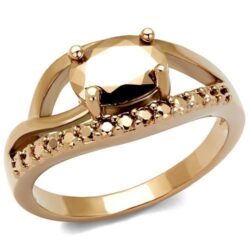 3W1198 - IP Rose Gold(Ion Plating) Brass Ring with AAA Grade CZ  in Metallic Light Gold