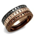 3W1208 - IP Rose Gold & IP Light Black & IP Light coffee Brass Ring with Top Grade Crystal  in Multi Color