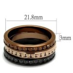 3W1208 - IP Rose Gold & IP Light Black & IP Light coffee Brass Ring with Top Grade Crystal  in Multi Color