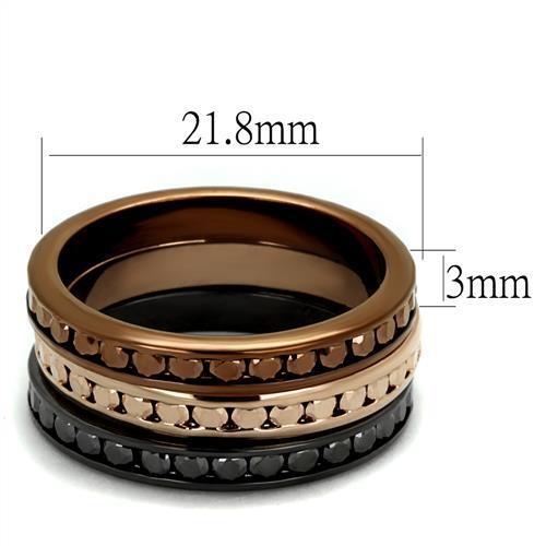 3W1208 - IP Rose Gold & IP Light Black & IP Light coffee Brass Ring with Top Grade Crystal  in Multi Color