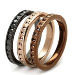 3W1208 - IP Rose Gold & IP Light Black & IP Light coffee Brass Ring with Top Grade Crystal  in Multi Color