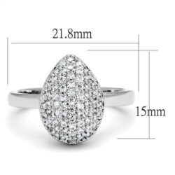 3W1211 - Rhodium Brass Ring with AAA Grade CZ  in Clear