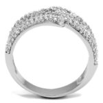 3W1214 - Rhodium Brass Ring with AAA Grade CZ  in Clear