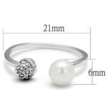 3W1230 - Rhodium Brass Ring with Synthetic Pearl in White