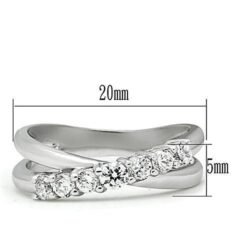 3W124 - Rhodium Brass Ring with AAA Grade CZ  in Clear