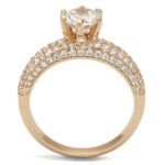 3W1254 - Rose Gold Brass Ring with AAA Grade CZ  in Clear