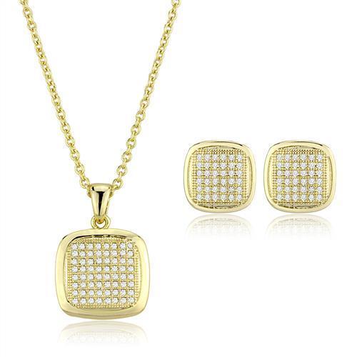 3W1269 - Gold Brass Jewelry Sets with AAA Grade CZ  in Clear