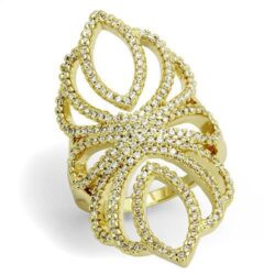 3W1274 - Gold Brass Ring with AAA Grade CZ  in Clear