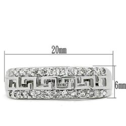 3W130 - Rhodium Brass Ring with AAA Grade CZ  in Clear