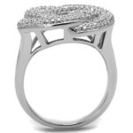 3W1319 - Rhodium Brass Ring with AAA Grade CZ  in Clear