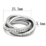 3W1331 - Rhodium Brass Ring with AAA Grade CZ  in Clear