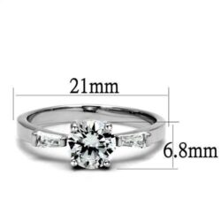 3W1339 - Rhodium Brass Ring with AAA Grade CZ  in Clear