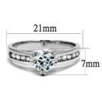 3W1340 - Rhodium Brass Ring with AAA Grade CZ  in Clear