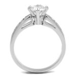 3W1340 - Rhodium Brass Ring with AAA Grade CZ  in Clear