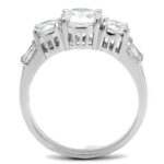 3W1343 - Rhodium Brass Ring with AAA Grade CZ  in Clear