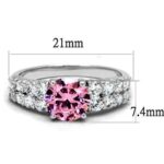 3W1361 - Rhodium Brass Ring with AAA Grade CZ  in Rose