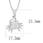 3W1377 - Rhodium 925 Sterling Silver Chain Pendant with AAA Grade CZ  in Clear