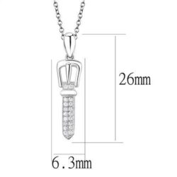 3W1381 - Rhodium 925 Sterling Silver Chain Pendant with AAA Grade CZ  in Clear