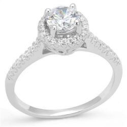 3W1386 - Rhodium 925 Sterling Silver Ring with AAA Grade CZ  in Clear